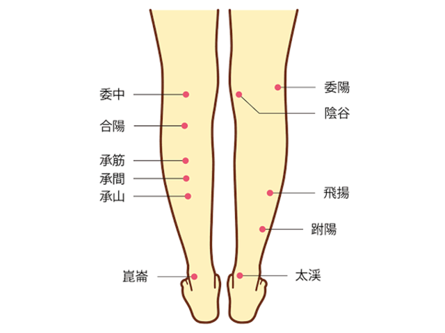 ふくらはぎのツボ一覧